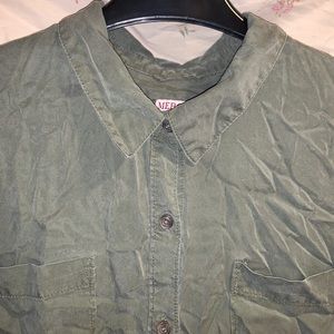 Long army green button up